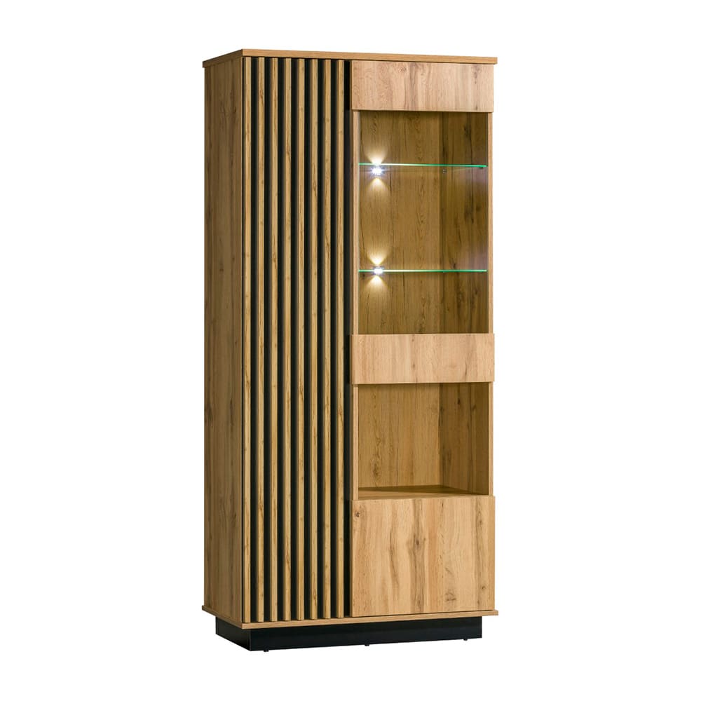 wohnli-moebel-suche-Vitrine-mit-Tueren-aus-Spanplatte-MDF-Eiche-schwarz-90x40x193cm Wohnli Möbelsuche - Vitrine mit Türen aus Spanplatte & MDF