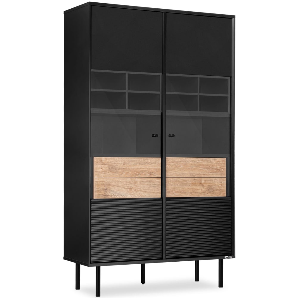 wohnli-moebel-suche-Vitrinenschrank-mit-Kreuzeinlage-schwarz Wohnli Möbelsuche - Vitrinenschrank mit Kreuzeinlage