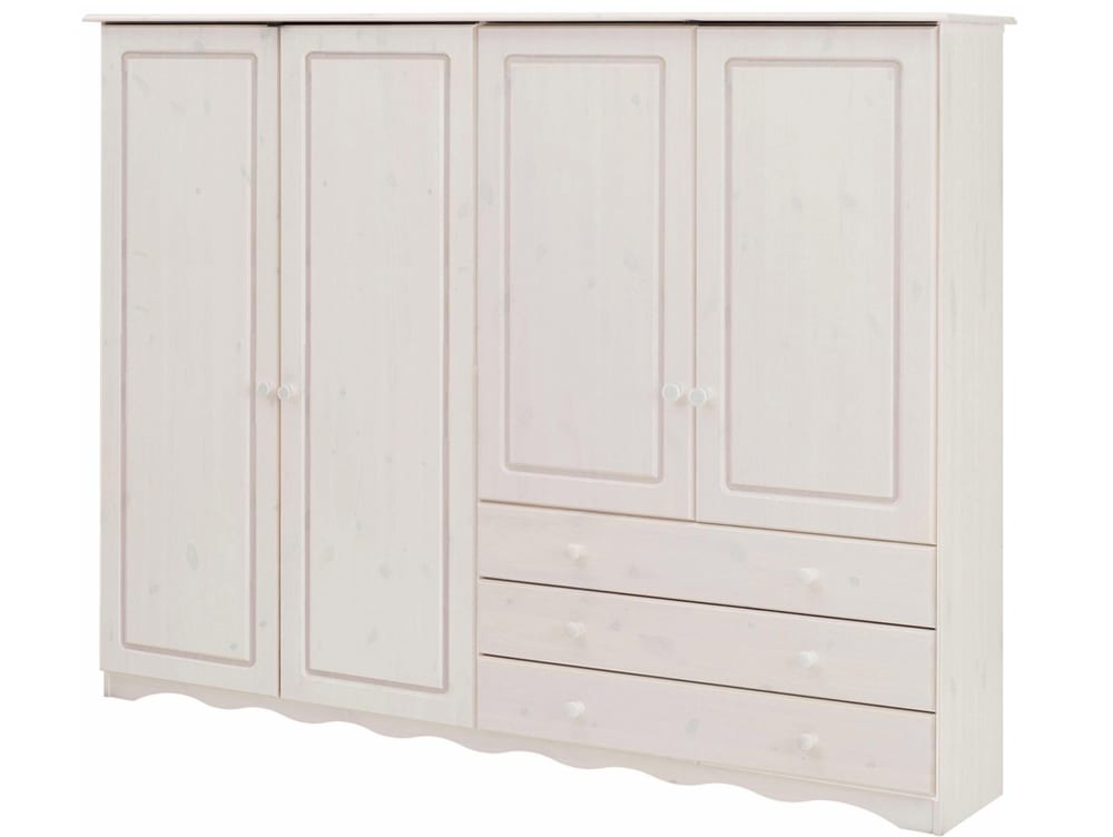 Wohnli Möbelsuche - Wäscheschrank 4 Türen 3 Schubladen Weiß