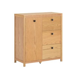 Wohnli Möbelsuche - Wäscheschrank mit ausklappbarem Wäschetruhe MDF Natur