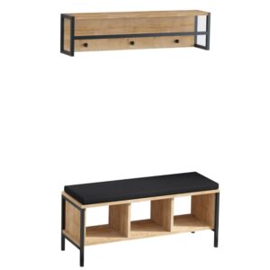 wohnli-moebel-suche-Wandgarderobe-aus-Holz-und-Schwarz-mit-3-Faechern Wohnli Möbelsuche - Wandgarderobe aus Holz und Schwarz mit 3 Fächern