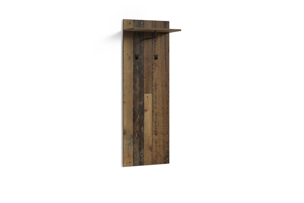wohnli-moebel-suche-Wandpaneel-mit-2-Haken-und-1-Regal-B-48-H-140-T-28-cm-braun Wohnli Möbelsuche - Wandpaneel mit 2 Haken und 1 Regal