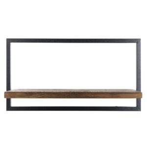 Wohnli Möbelsuche - Wandregal 1 Ablage aus recyceltem Teakholz und schwarzem Metall B65