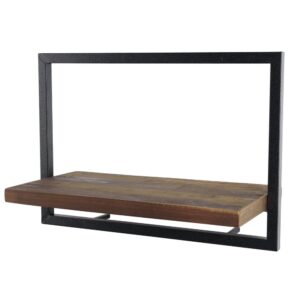 Wohnli Möbelsuche - Wandregal 1 Etage aus recyceltem Teakholz und schwarzem Metall B50