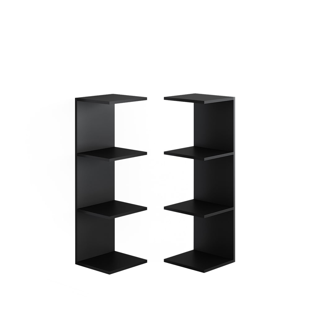 wohnli-moebel-suche-Wandregal-2er-Set-Schwarz-30x95cm Wohnli Möbelsuche - Wandregal 2er Set Schwarz 30x95cm