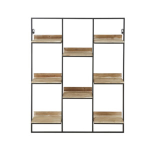 Wohnli Möbelsuche - Wandregal aus Tannenholz und schwarzem Metall