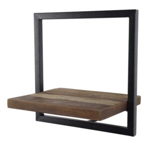 Wohnli Möbelsuche - Wandregal aus recyceltem Teakholz und schwarzem Metall B35