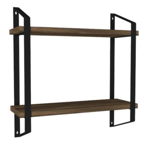 Wohnli Möbelsuche - Wandregal mit 2 Fächer Braun und schwarzem Metall