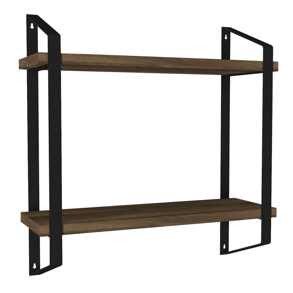 wohnli-moebel-suche-Wandregal-mit-2-Faecher-Braun-und-schwarzem-Metall Wohnli Möbelsuche - Wandregal mit 2 Fächer Braun und schwarzem Metall