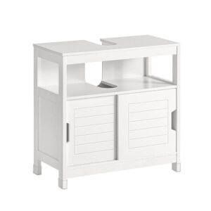 Wohnli Möbelsuche - Waschbeckenunterschrank mit Fußpolster und 2 Türen Holz Weiß