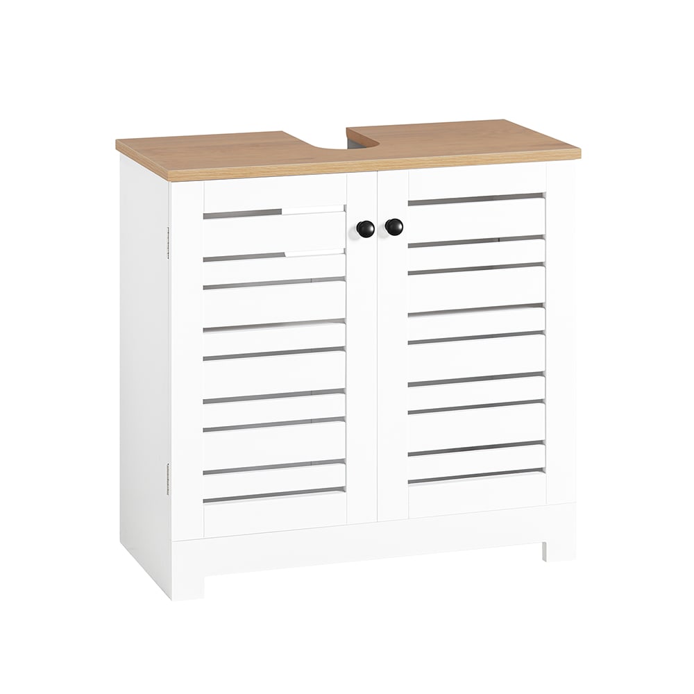 Wohnli Möbelsuche - Waschbeckenunterschrank mit Lamellentüren MDF Weiß