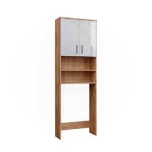 wohnli-moebel-suche-Waschmaschinenschrank-Weiss-HochglanzGoldkraft-Eiche-64-x-190.5cm Wohnli Möbelsuche - Waschmaschinenschrank