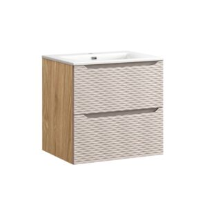 wohnli-moebel-suche-Waschtisch-2-Schubladen-Beige-und-Holzoptik-60cm Wohnli Möbelsuche - Waschtisch 2 Schubladen