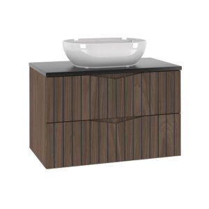 wohnli-moebel-suche-Waschtisch-2-Schubladen-Holzoptik-und-Schwarz-80cm Wohnli Möbelsuche - Waschtisch 2 Schubladen