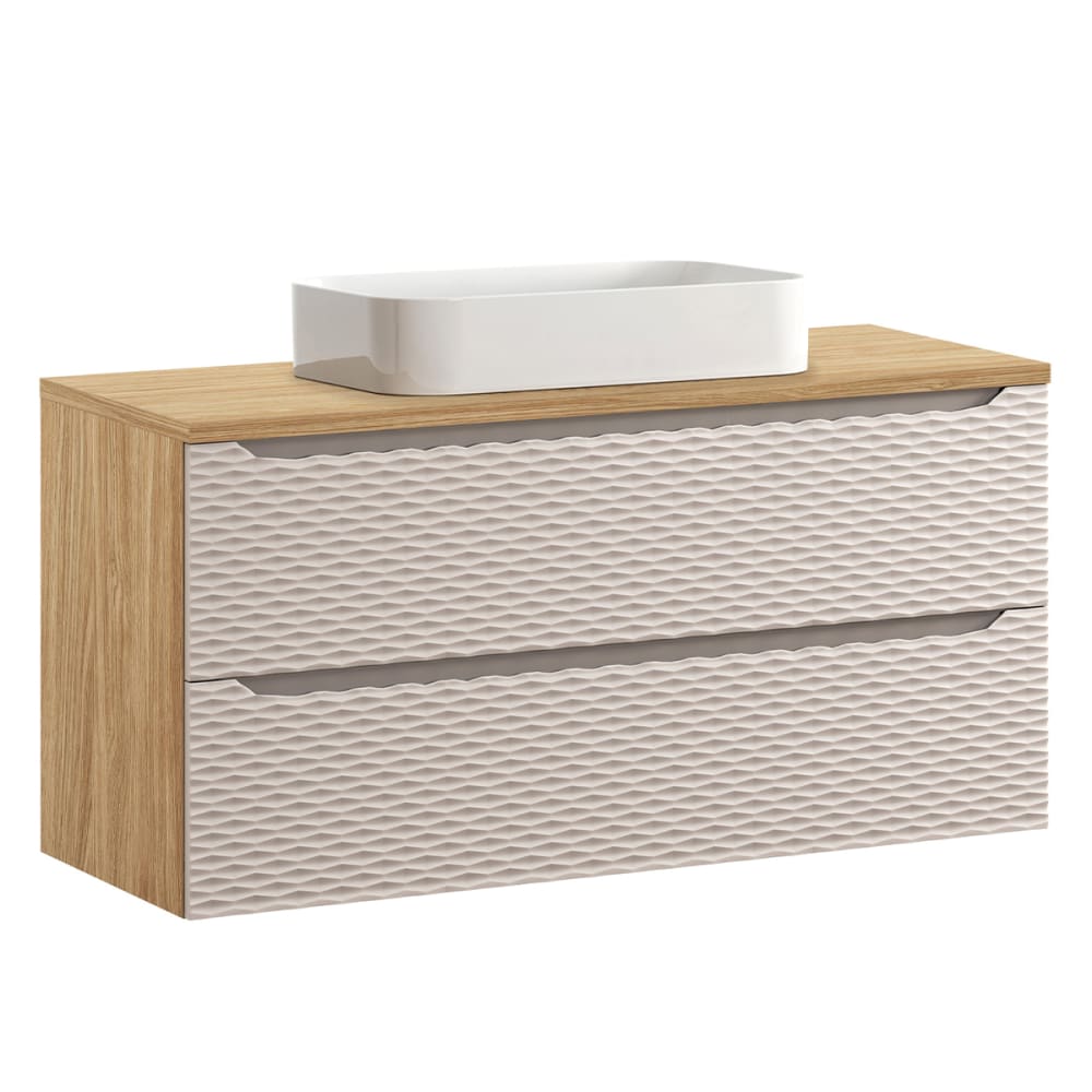 wohnli-moebel-suche-Waschtisch-mit-2-Schubladen-Beige-und-Holzoptik-120cm Wohnli Möbelsuche - Waschtisch mit 2 Schubladen