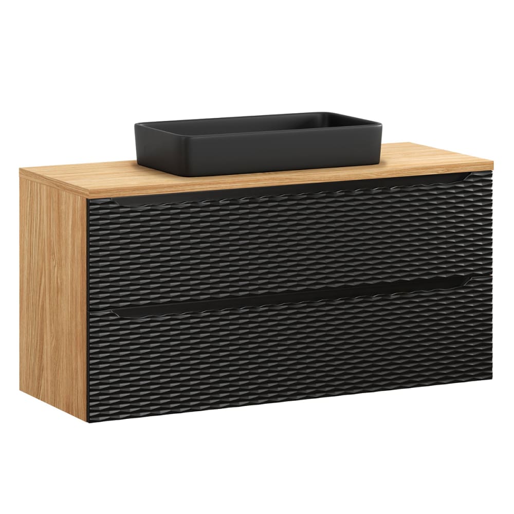 wohnli-moebel-suche-Waschtisch-mit-2-Schubladen-Schwarz-und-Holzoptik-120cm Wohnli Möbelsuche - Waschtisch mit 2 Schubladen