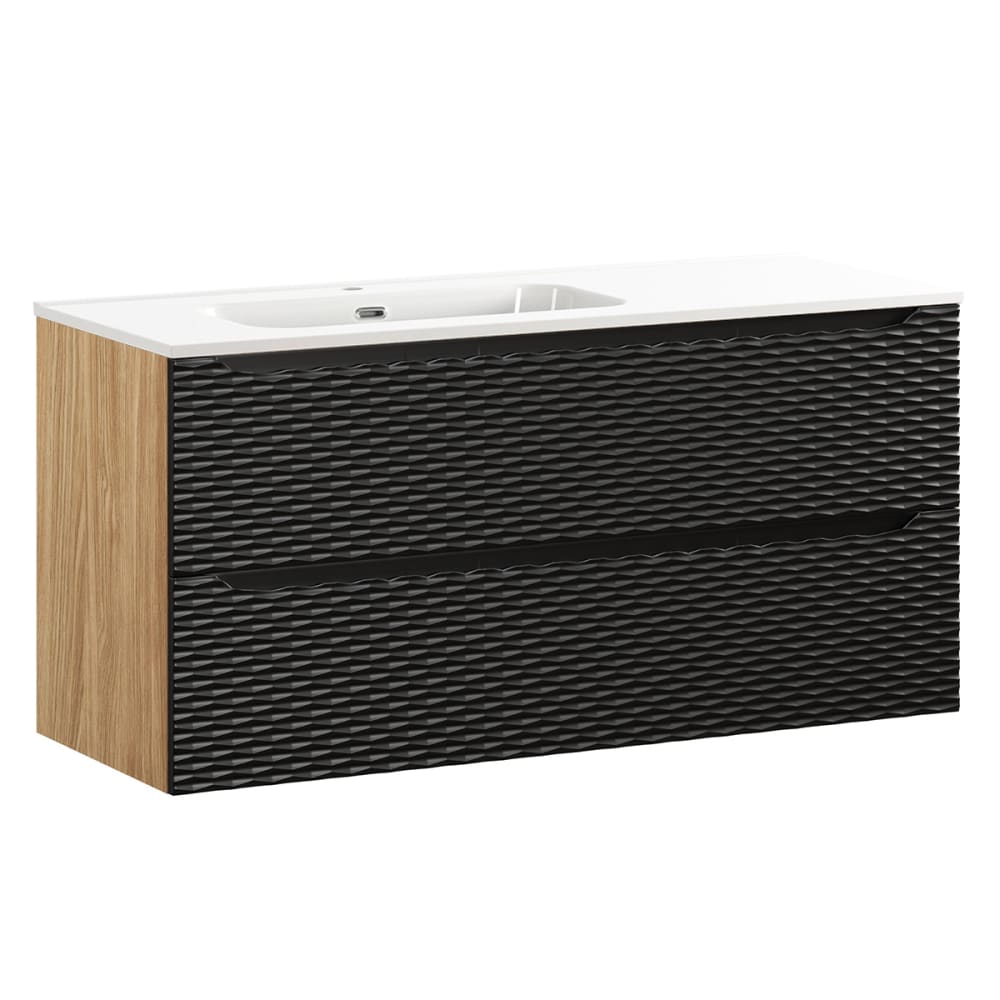 wohnli-moebel-suche-Waschtisch-mit-2-Schubladen-Schwarz-und-Holzoptik-120cm Wohnli Möbelsuche - Waschtisch mit 2 Schubladen