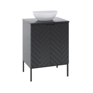 wohnli-moebel-suche-Waschtisch-mit-2-Tueren-Schwarz-60.6cm Wohnli Möbelsuche - Waschtisch mit 2 Türen