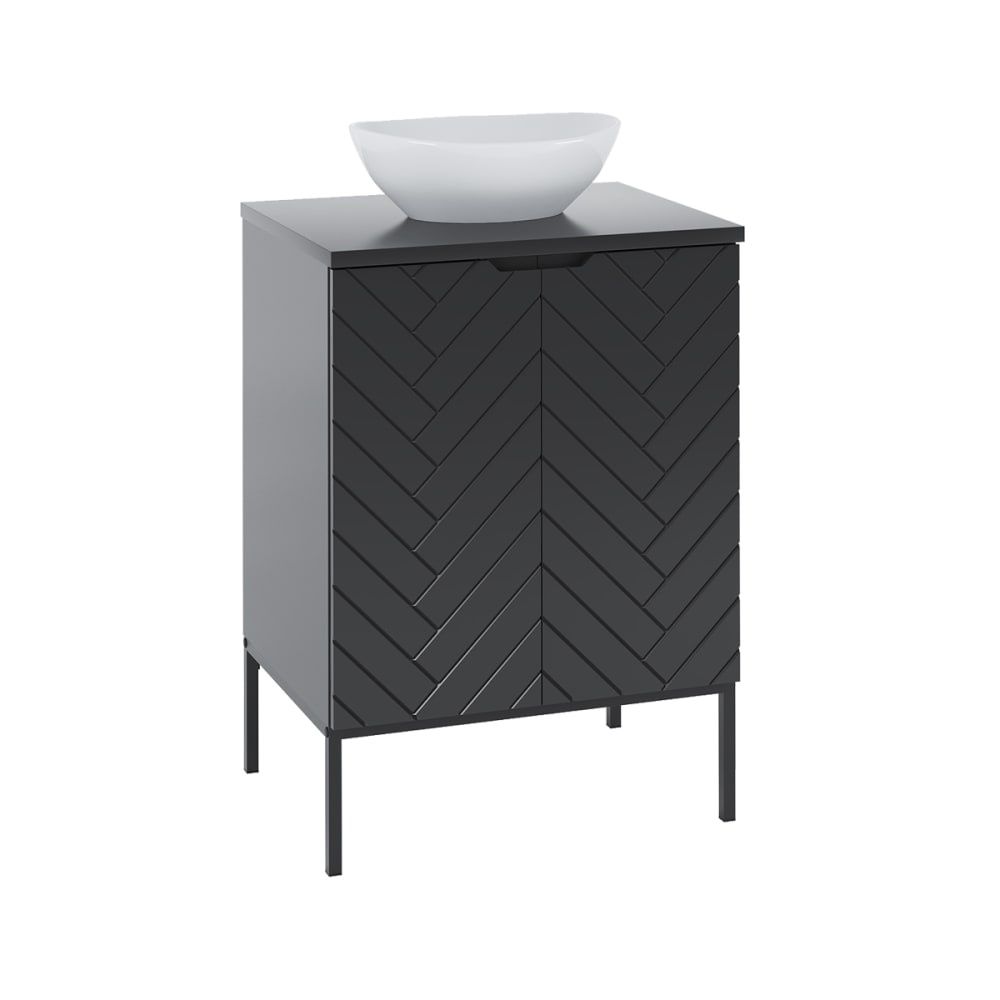 wohnli-moebel-suche-Waschtisch-mit-2-Tueren-Schwarz-60.6cm Wohnli Möbelsuche - Waschtisch mit 2 Türen