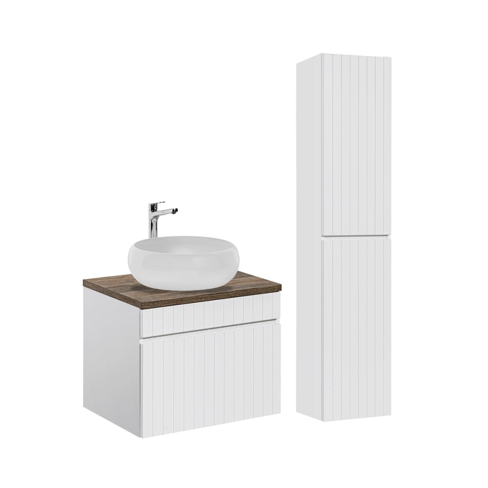 wohnli-moebel-suche-Waschtisch-und-Haengesaeule-1-Schublade-Weiss-60cm Wohnli Möbelsuche - Waschtisch und Hängesäule 1 Schublade