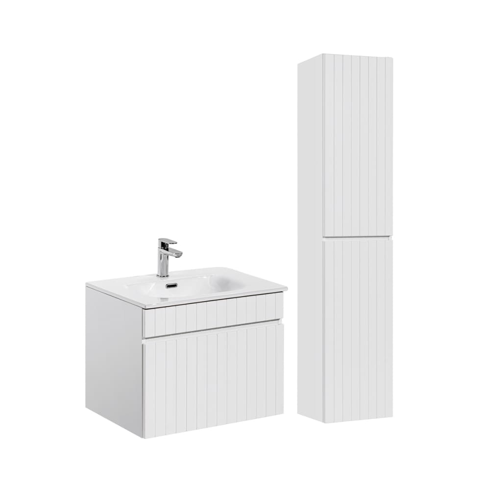 wohnli-moebel-suche-Waschtisch-und-Haengesaeule-1-Schublade-Weiss-60cm Wohnli Möbelsuche - Waschtisch und Hängesäule 1 Schublade