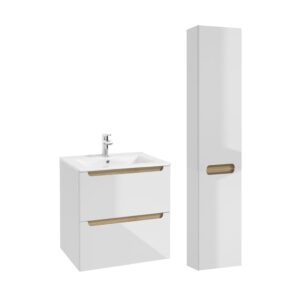 wohnli-moebel-suche-Waschtisch-und-Haengesaeule-2-Schubladen-Weiss-60cm Wohnli Möbelsuche - Waschtisch und Hängesäule 2 Schubladen