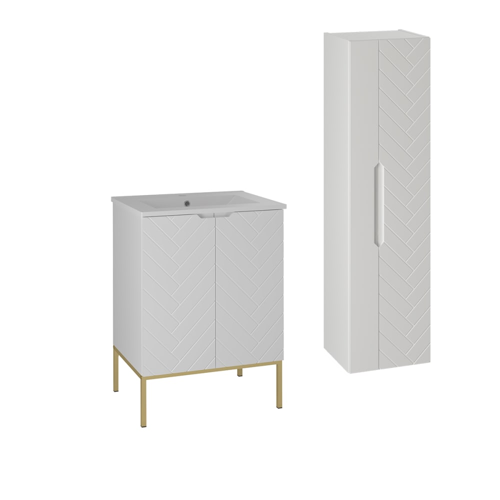 wohnli-moebel-suche-Waschtisch-und-Haengesaeule-2-Tueren-Weiss-61.5cm Wohnli Möbelsuche - Waschtisch und Hängesäule 2 Türen