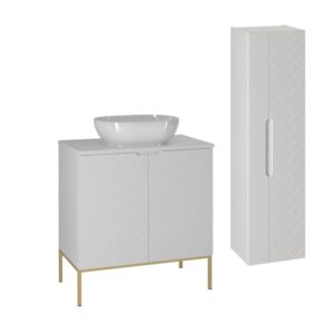 wohnli-moebel-suche-Waschtisch-und-Haengesaeule-2-Tueren-Weiss-80.6cm Wohnli Möbelsuche - Waschtisch und Hängesäule 2 Türen