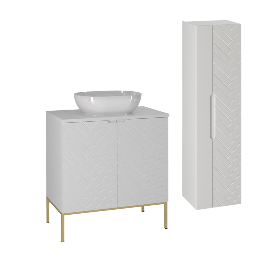wohnli-moebel-suche-Waschtisch-und-Haengesaeule-2-Tueren-Weiss-80.6cm Wohnli Möbelsuche - Waschtisch und Hängesäule 2 Türen