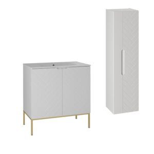 wohnli-moebel-suche-Waschtisch-und-Haengesaeule-2-Tueren-Weiss-81.5cm Wohnli Möbelsuche - Waschtisch und Hängesäule 2 Türen