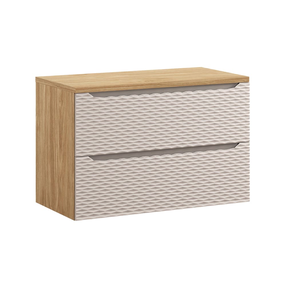 wohnli-moebel-suche-Waschtischunterschrank-2-Schubladen-Beige-und-Holzoptik-90cm Wohnli Möbelsuche - Waschtischunterschrank 2 Schubladen