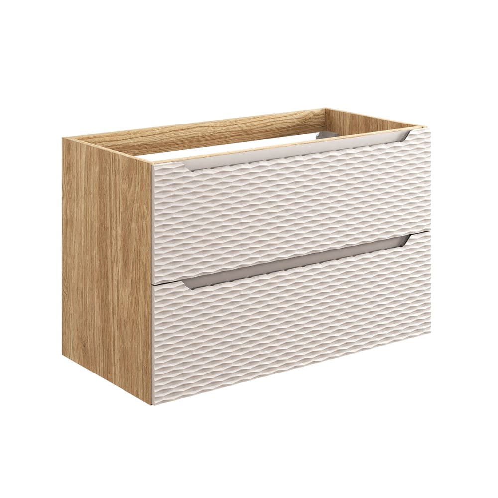wohnli-moebel-suche-Waschtischunterschrank-2-Schubladen-Beige-und-Holzoptik-90cm Wohnli Möbelsuche - Waschtischunterschrank 2 Schubladen