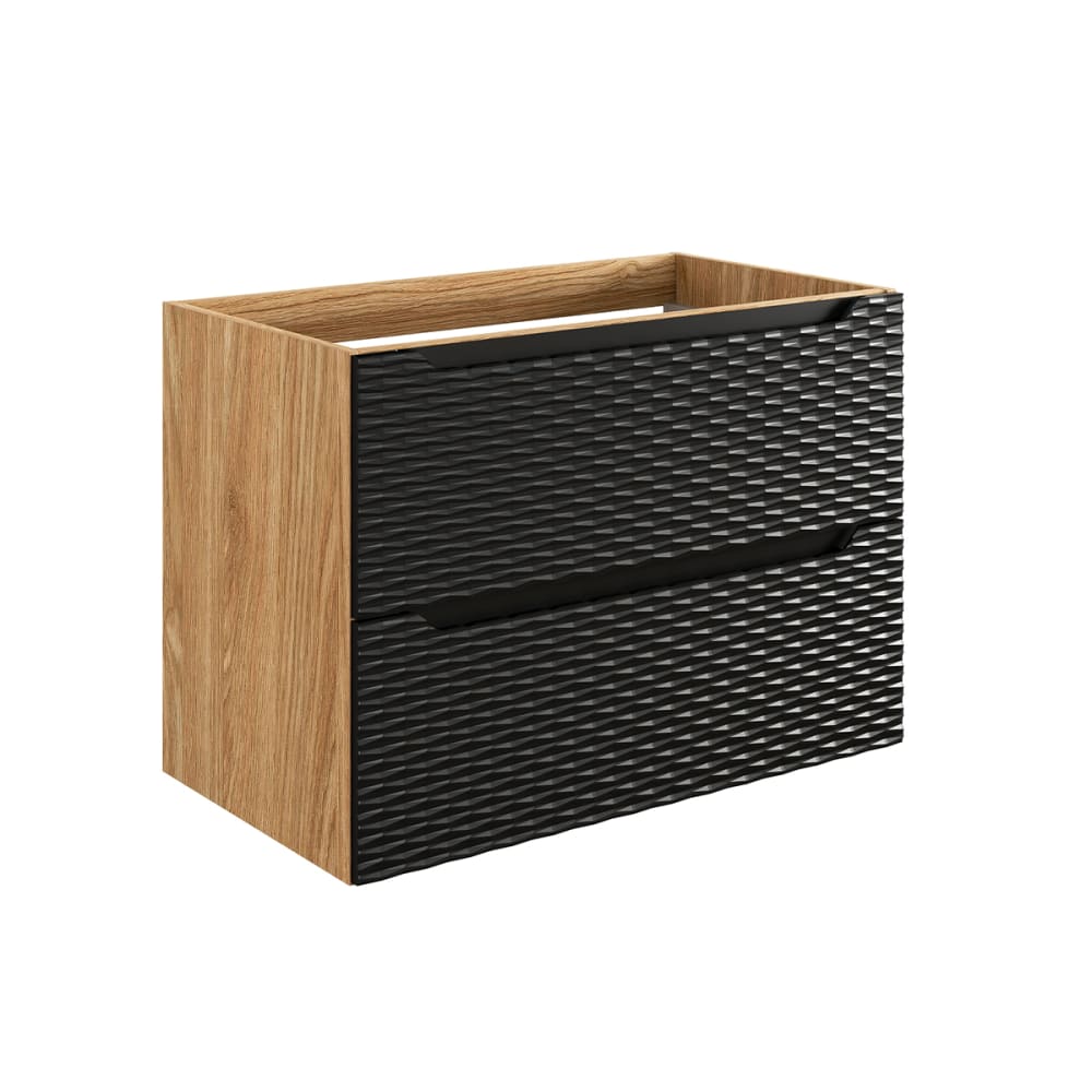 wohnli-moebel-suche-Waschtischunterschrank-2-Schubladen-Schwarz-und-Holzoptik-80cm Wohnli Möbelsuche - Waschtischunterschrank 2 Schubladen
