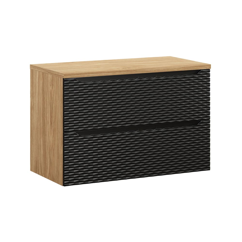 wohnli-moebel-suche-Waschtischunterschrank-2-Schubladen-Schwarz-und-Holzoptik-90cm Wohnli Möbelsuche - Waschtischunterschrank 2 Schubladen