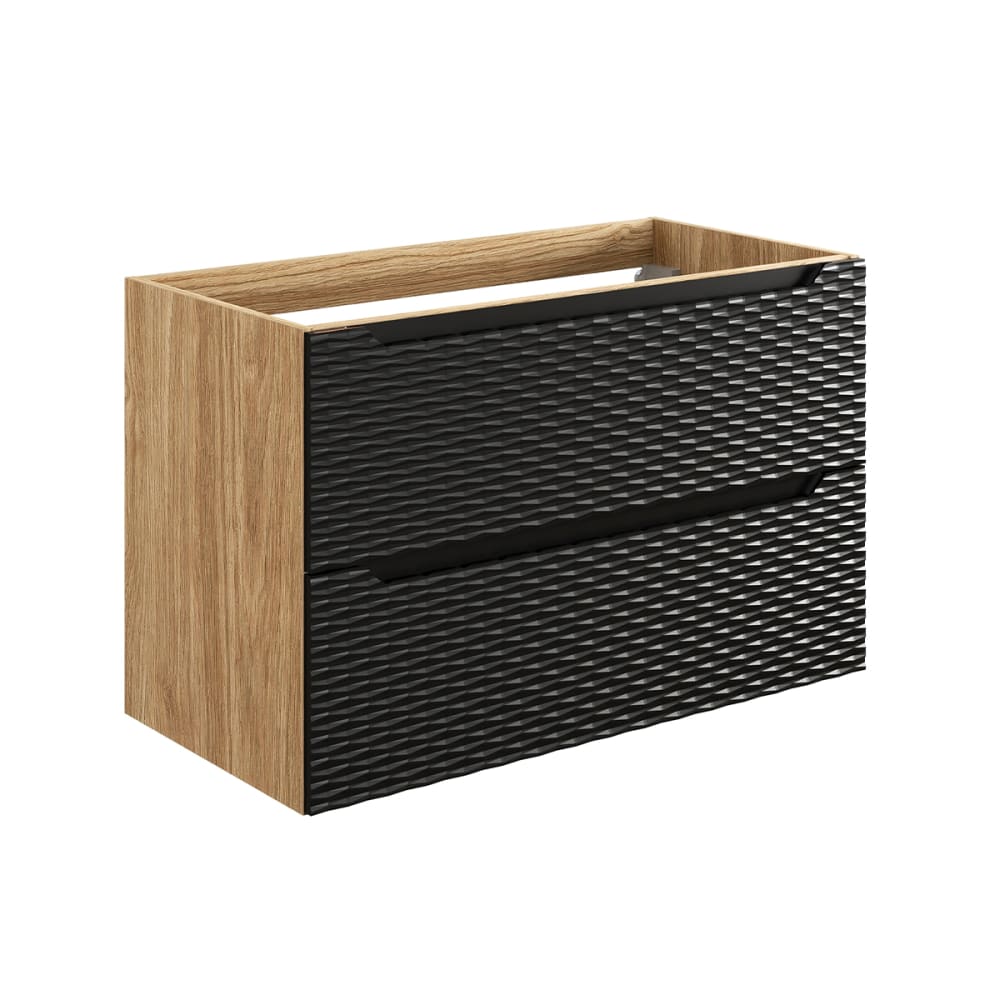 wohnli-moebel-suche-Waschtischunterschrank-Schwarz-und-Holzoptik-90cm Wohnli Möbelsuche - Waschtischunterschrank