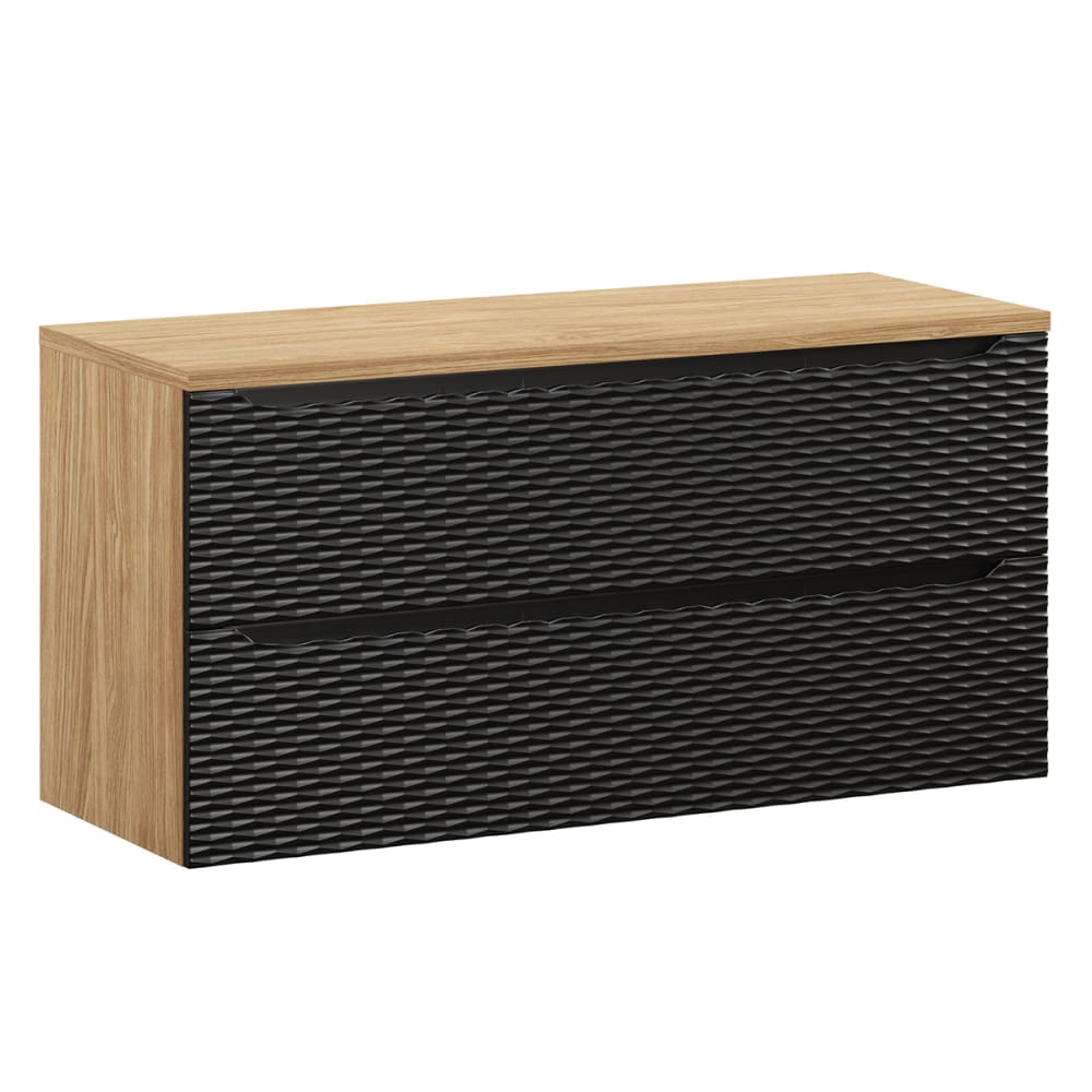 wohnli-moebel-suche-Waschtischunterschrank-mit-2-Schubladen-Schwarz-und-Holzoptik-120cm Wohnli Möbelsuche - Waschtischunterschrank mit 2 Schubladen