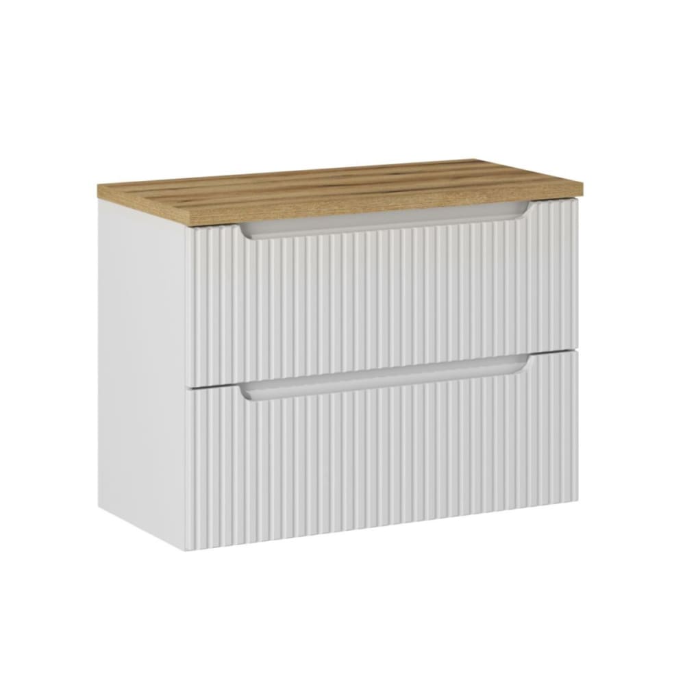 wohnli-moebel-suche-Waschtischunterschrank-mit-2-Schubladen-Weiss-und-Holzoptik-80cm Wohnli Möbelsuche - Waschtischunterschrank mit 2 Schubladen