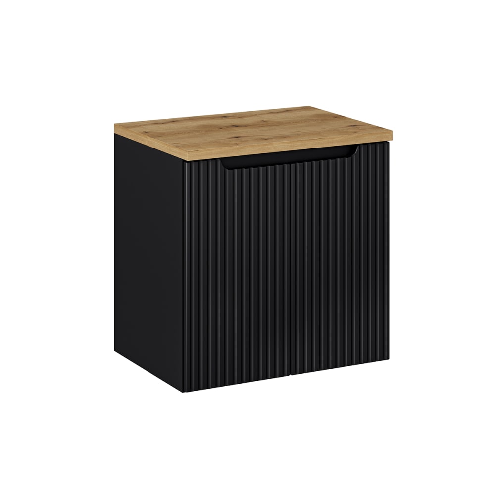 wohnli-moebel-suche-Waschtischunterschrank-mit-2-Tueren-Schwarz-und-Holzoptik-60cm Wohnli Möbelsuche - Waschtischunterschrank mit 2 Türen