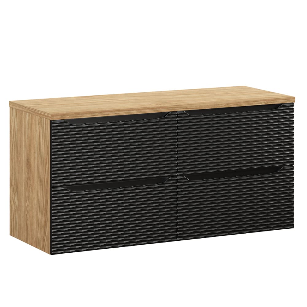 wohnli-moebel-suche-Waschtischunterschrank-mit-4-Schubladen-Schwarz-und-Holzoptik-120cm Wohnli Möbelsuche - Waschtischunterschrank mit 4 Schubladen