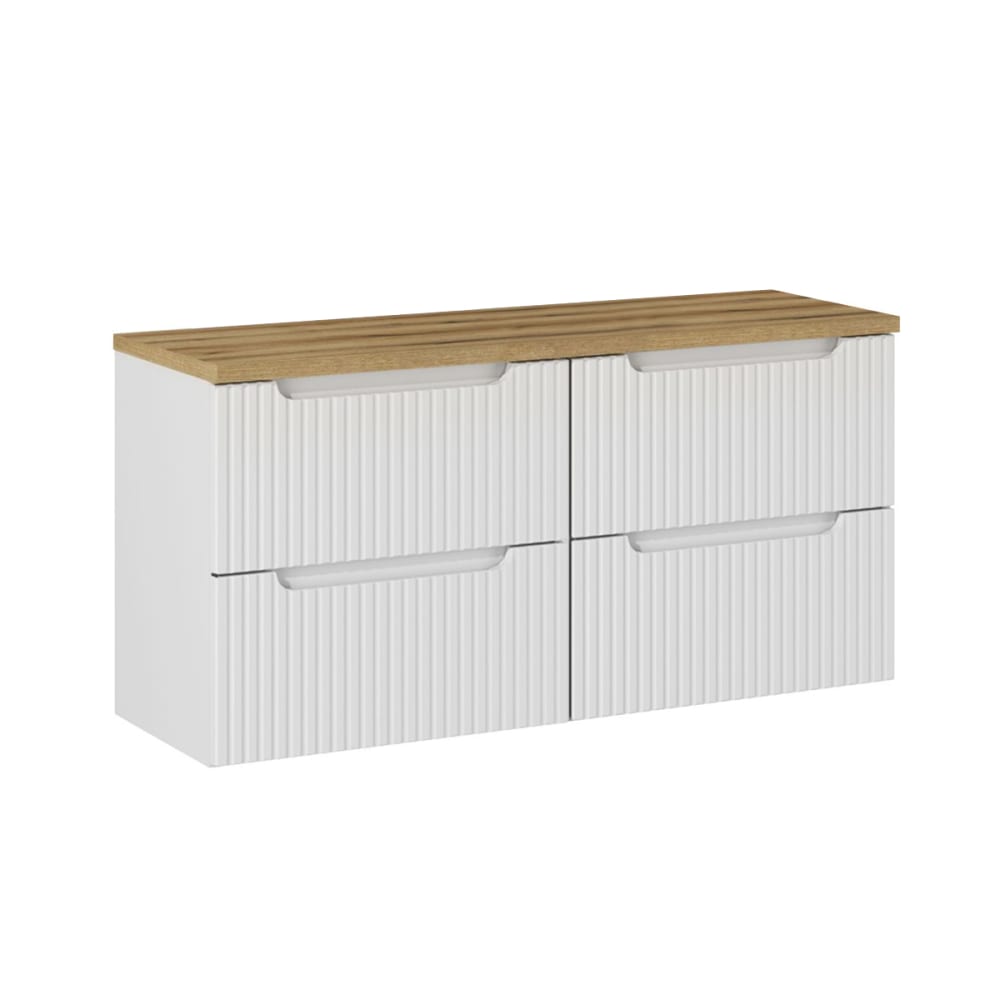 wohnli-moebel-suche-Waschtischunterschrank-mit-4-Schubladen-Weiss-und-Holzoptik-120cm Wohnli Möbelsuche - Waschtischunterschrank mit 4 Schubladen