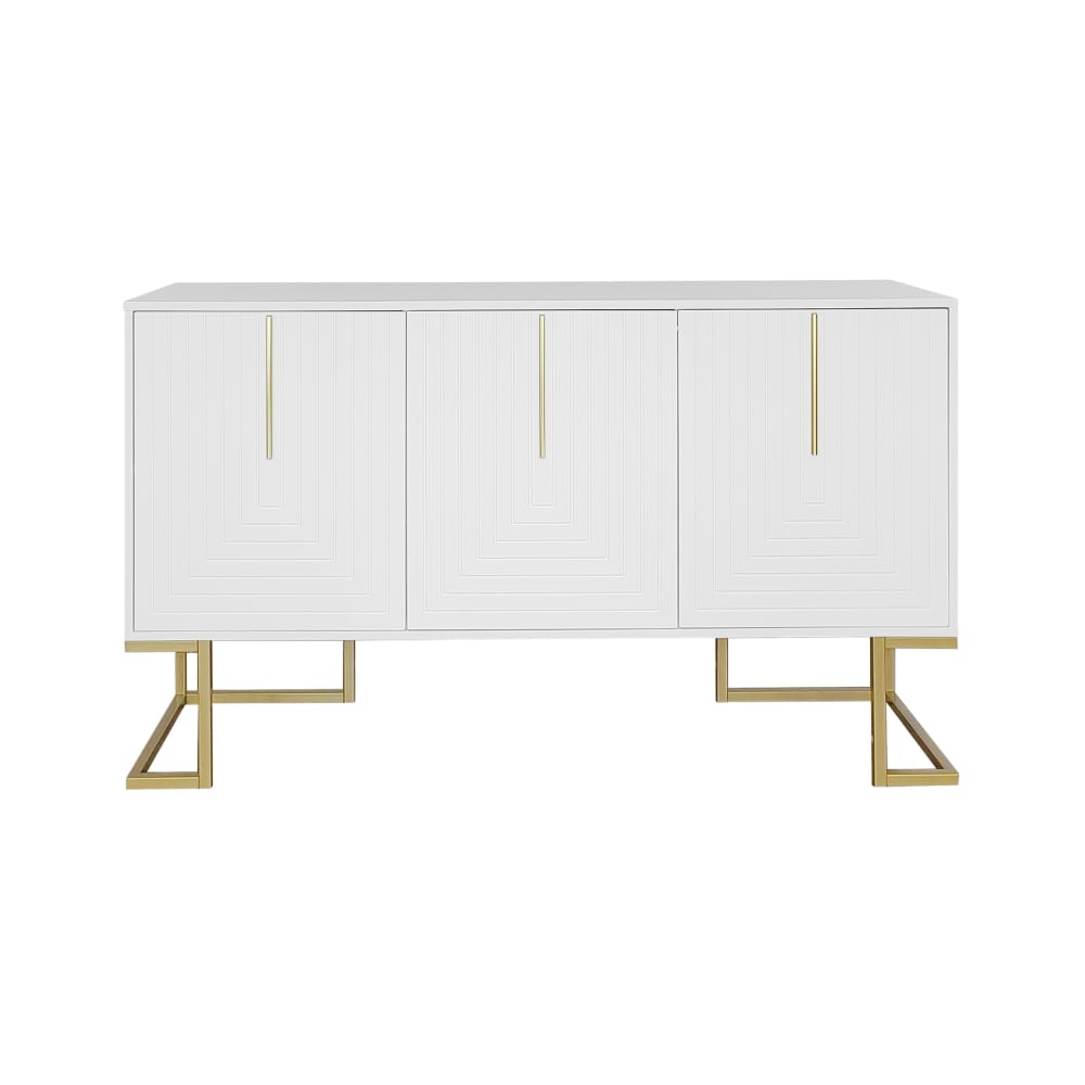 Wohnli Möbelsuche - Weißer 3-türiger Badezimmerschrank mit goldenen Designerbeinen