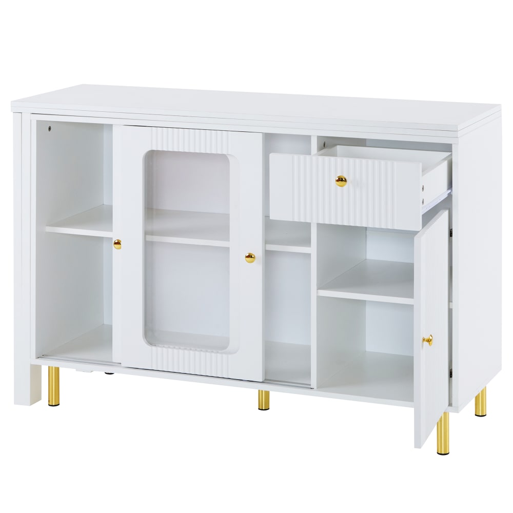 wohnli-moebel-suche-Weisser-Beistelltisch-mit-Stauraum-und-goldenen-Details Wohnli Möbelsuche - Weißer Beistelltisch mit Stauraum und goldenen Details
