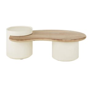 wohnli-moebel-suche-Weisser-Couchtisch-mit-Tischplatte-aus-Mangoholz-L125 Wohnli Möbelsuche - Weißer Couchtisch mit Tischplatte aus Mangoholz L125