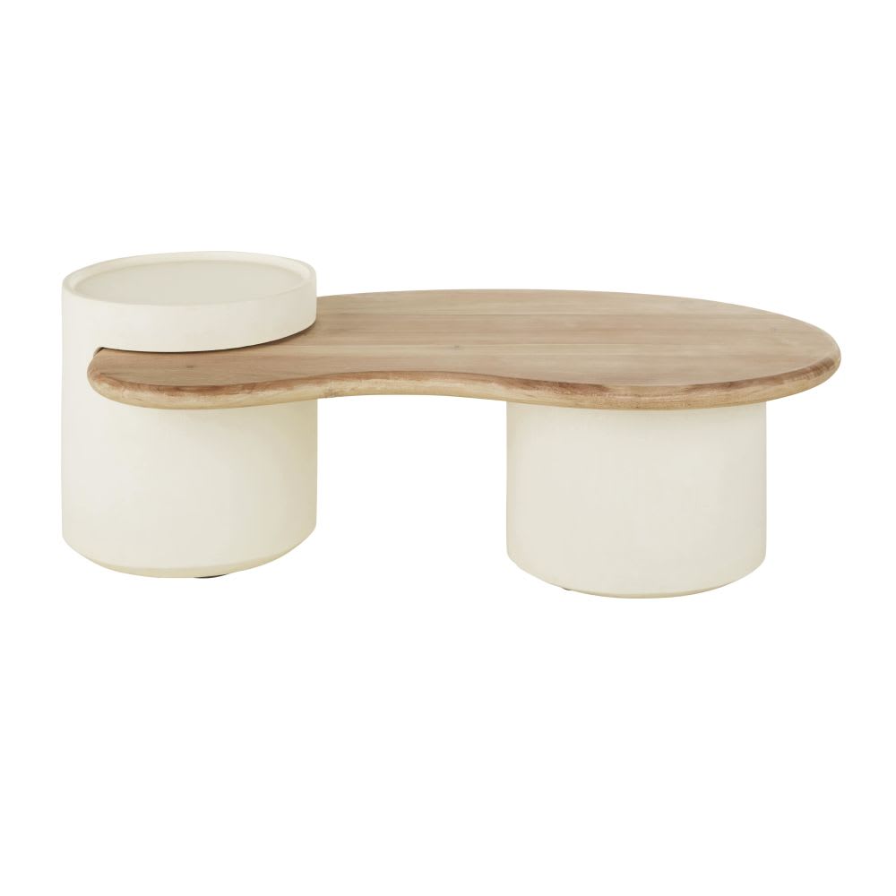 wohnli-moebel-suche-Weisser-Couchtisch-mit-Tischplatte-aus-Mangoholz-L125 Wohnli Möbelsuche - Weißer Couchtisch mit Tischplatte aus Mangoholz L125