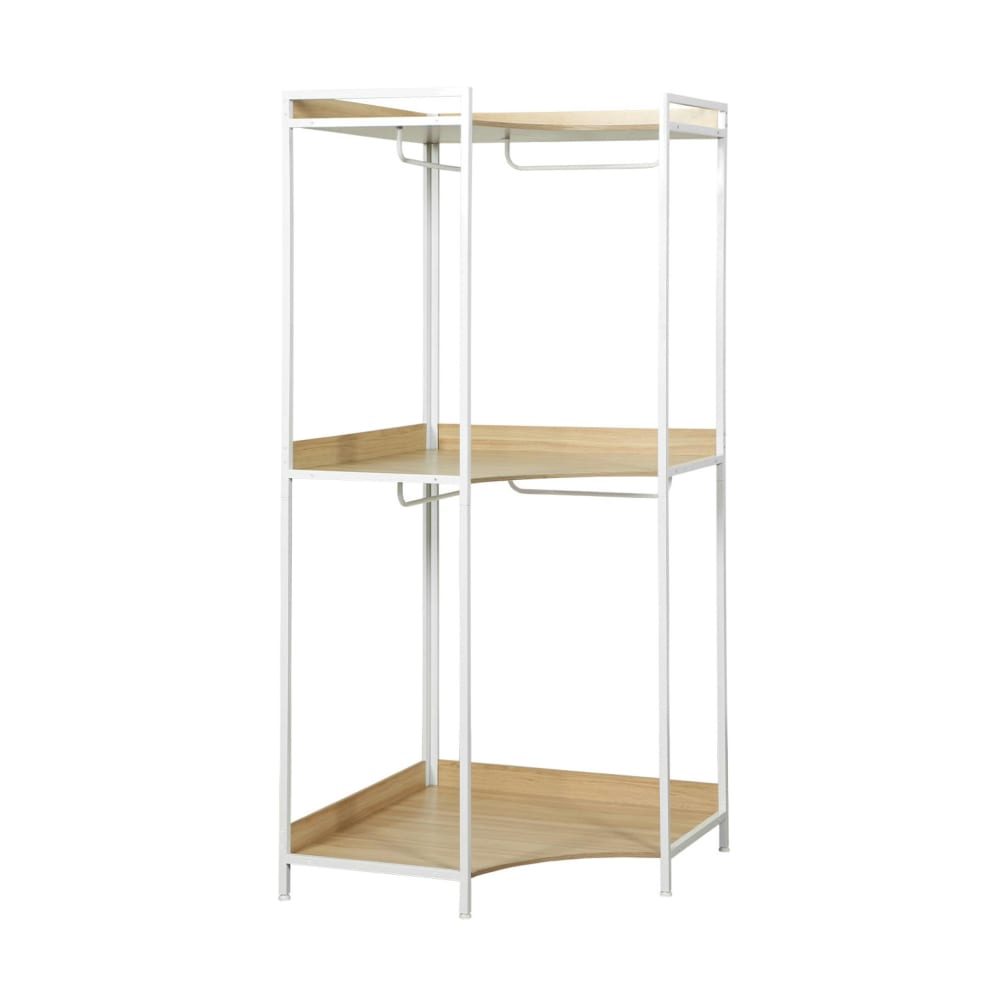 Wohnli Möbelsuche - Weißes Eckkleiderschrank-Modul 4 Kleiderstangen und 2 Regale