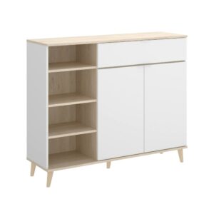 wohnli-moebel-suche-Weisses-Sideboard-in-Holzoptik-Eiche-120x40h102-cm Wohnli Möbelsuche - Weißes Sideboard in Holzoptik