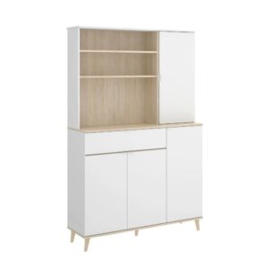 wohnli-moebel-suche-Weisses-Sideboard-in-Holzoptik-Eiche-120x40h191-cm Wohnli Möbelsuche - Weißes Sideboard in Holzoptik