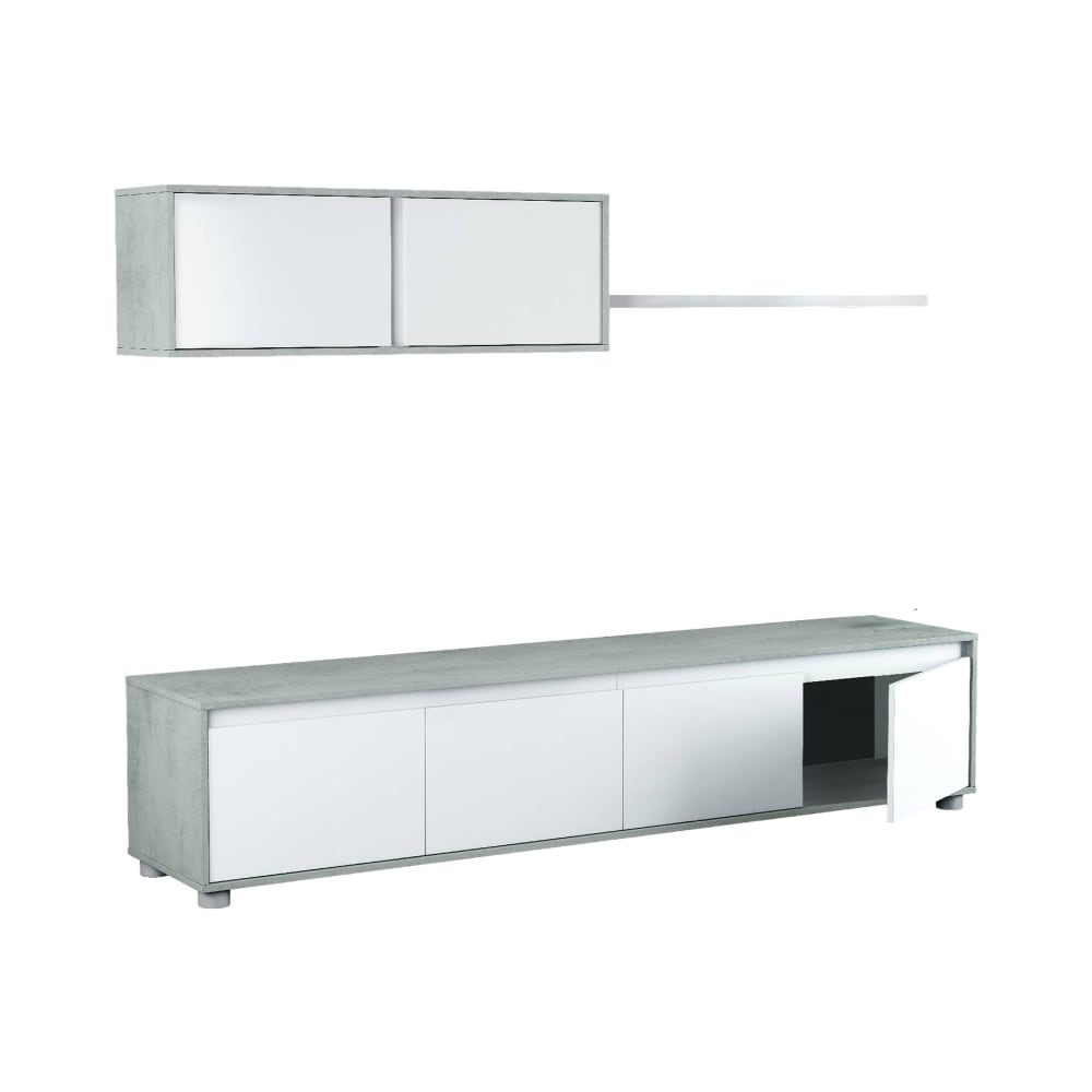 wohnli-moebel-suche-Weisses-Wandelement-in-Holzoptik-Beton-200x41h43-cm Wohnli Möbelsuche - Weißes Wandelement in Holzoptik