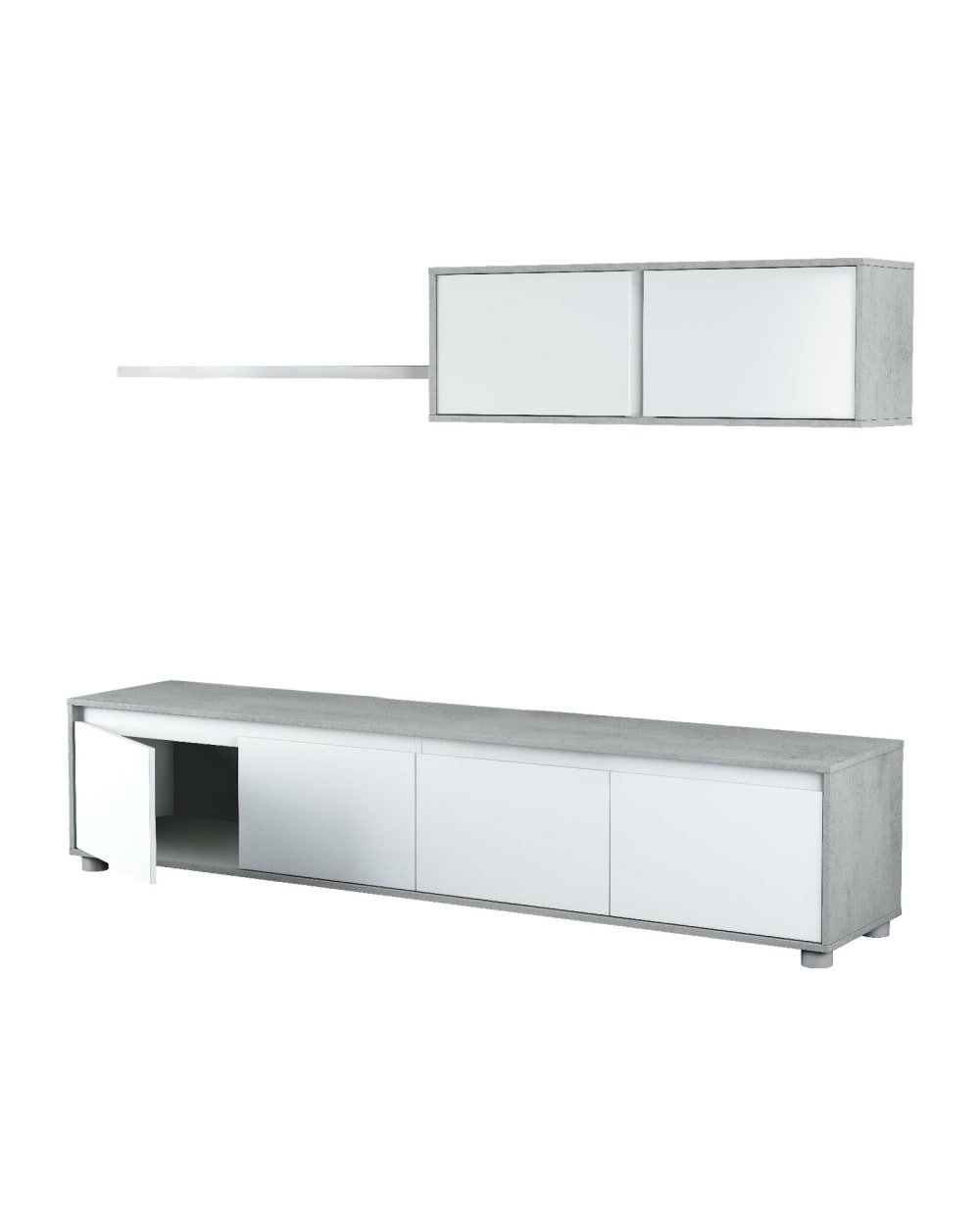 wohnli-moebel-suche-Weisses-Wandelement-in-Holzoptik-Beton-200x41h43-cm Wohnli Möbelsuche - Weißes Wandelement in Holzoptik