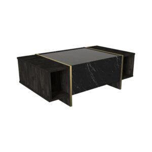 Wohnli Möbelsuche - Wohnzimmertisch Holzeffekt schwarzes gold 104x60 h37 cm